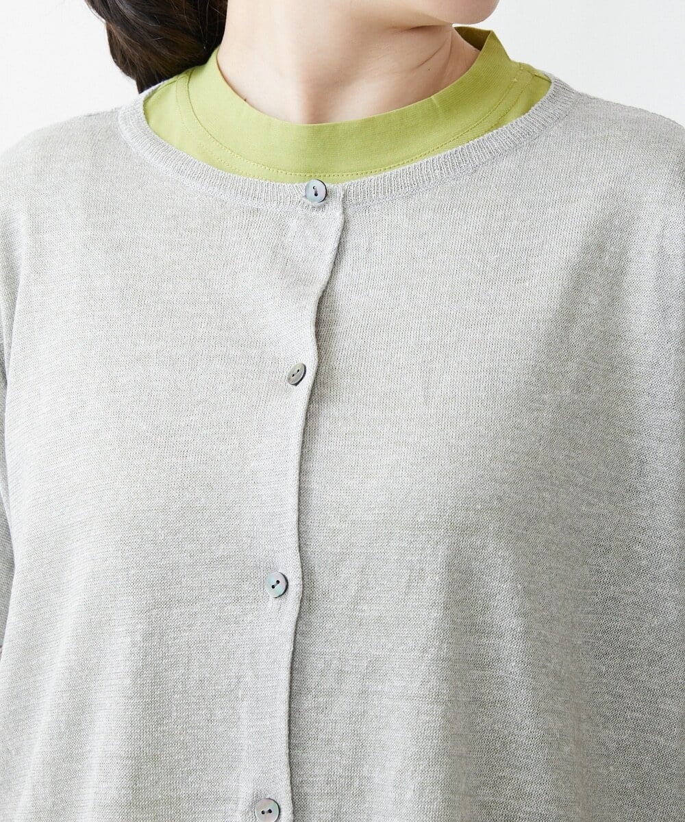 ZGSGQ11260 modulation 【洗える】リネン透かし柄カーディガン グレー