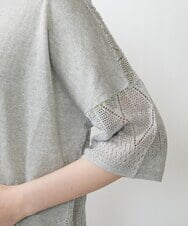 ZGSGQ11260 modulation 【洗える】リネン透かし柄カーディガン グレー