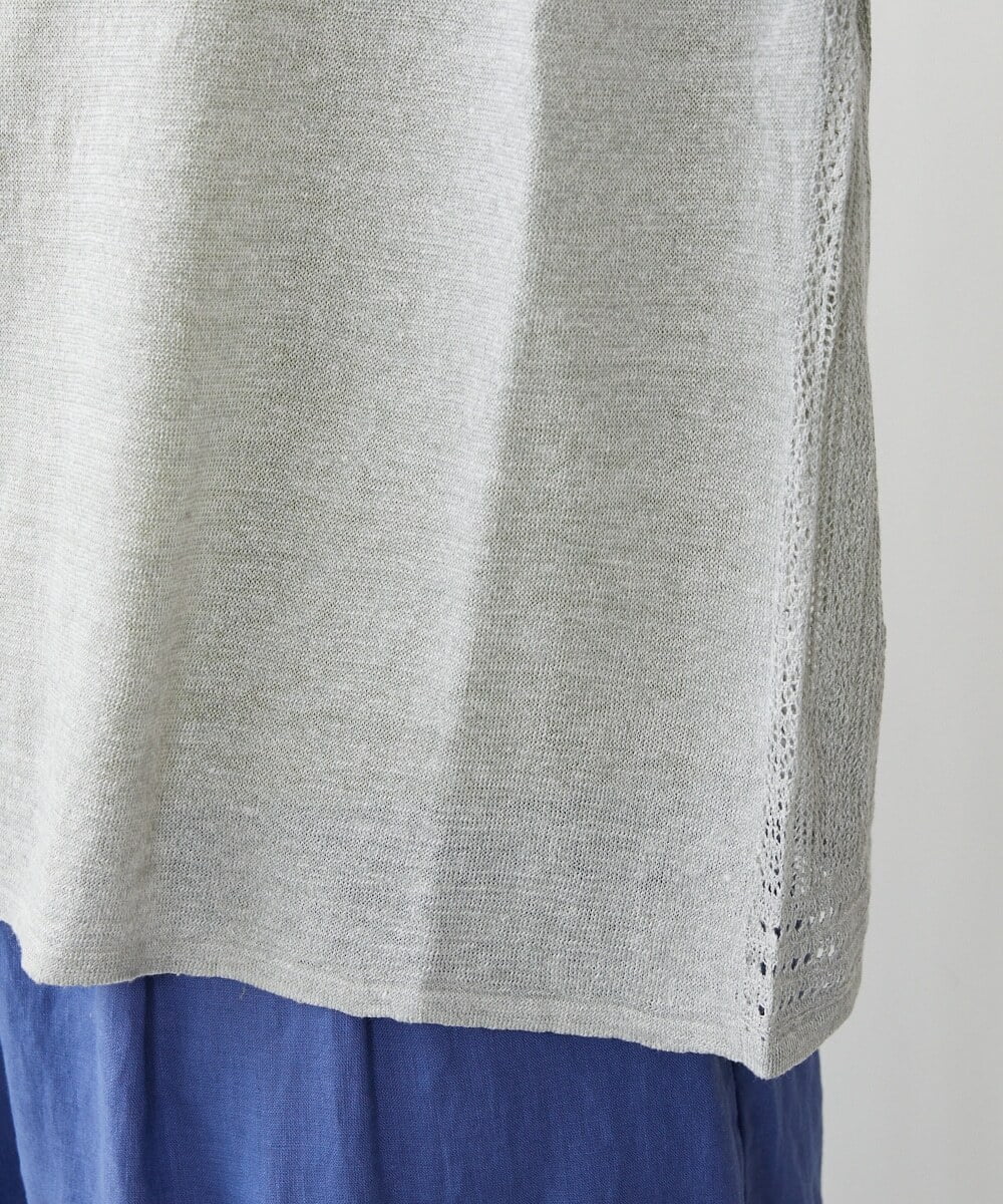 ZGSGQ11260 modulation 【洗える】リネン透かし柄カーディガン グレー