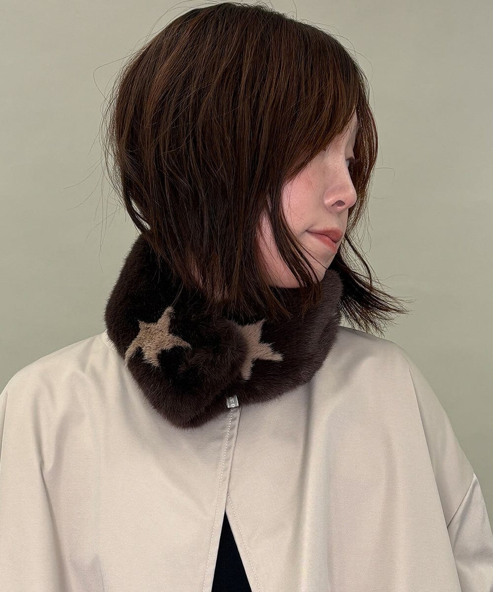 ZM2AE12039 al'aise modulation(アレーズモジュレーション) 星柄フェイクファーティペット ブラウン