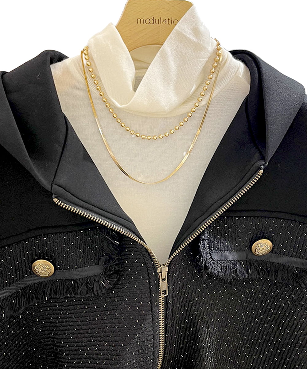 ZM2AE16070 al'aise modulation(アレーズモジュレーション) マグネット2連デザインネックレス ゴールド