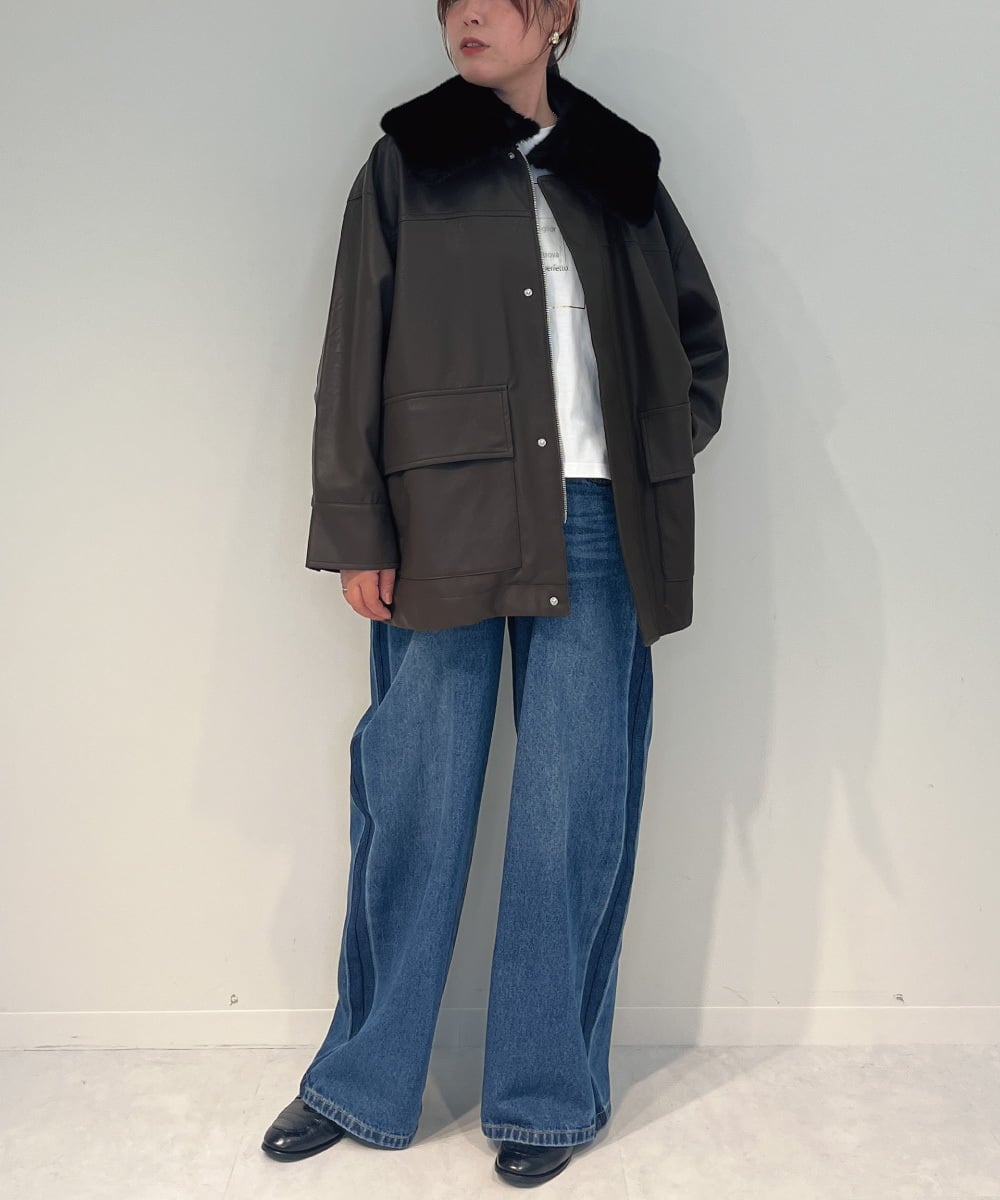 ZM3AE20078 al'aise modulation(アレーズモジュレーション) フェイクファー付け襟 ブラック