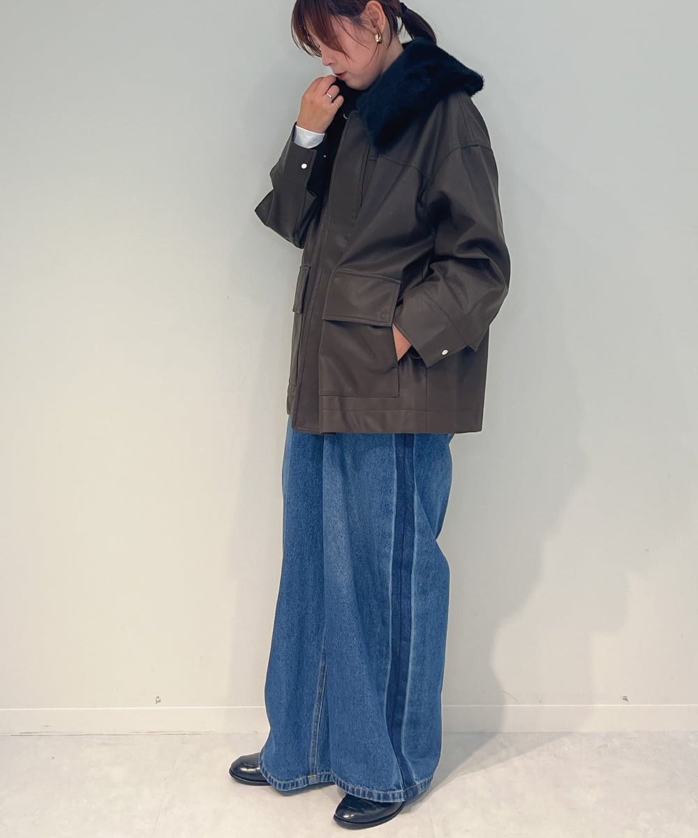 ZM3AE20078 al'aise modulation(アレーズモジュレーション) フェイクファー付け襟 ブラック