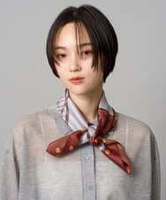 ZM3AH25054 al'aise modulation(アレーズモジュレーション) サイクル柄スクエアデザインスカーフ ブラウン