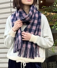 ZM3CW02070 al'aise modulation(アレーズモジュレーション) ギンガムチェック大判ストール パープル