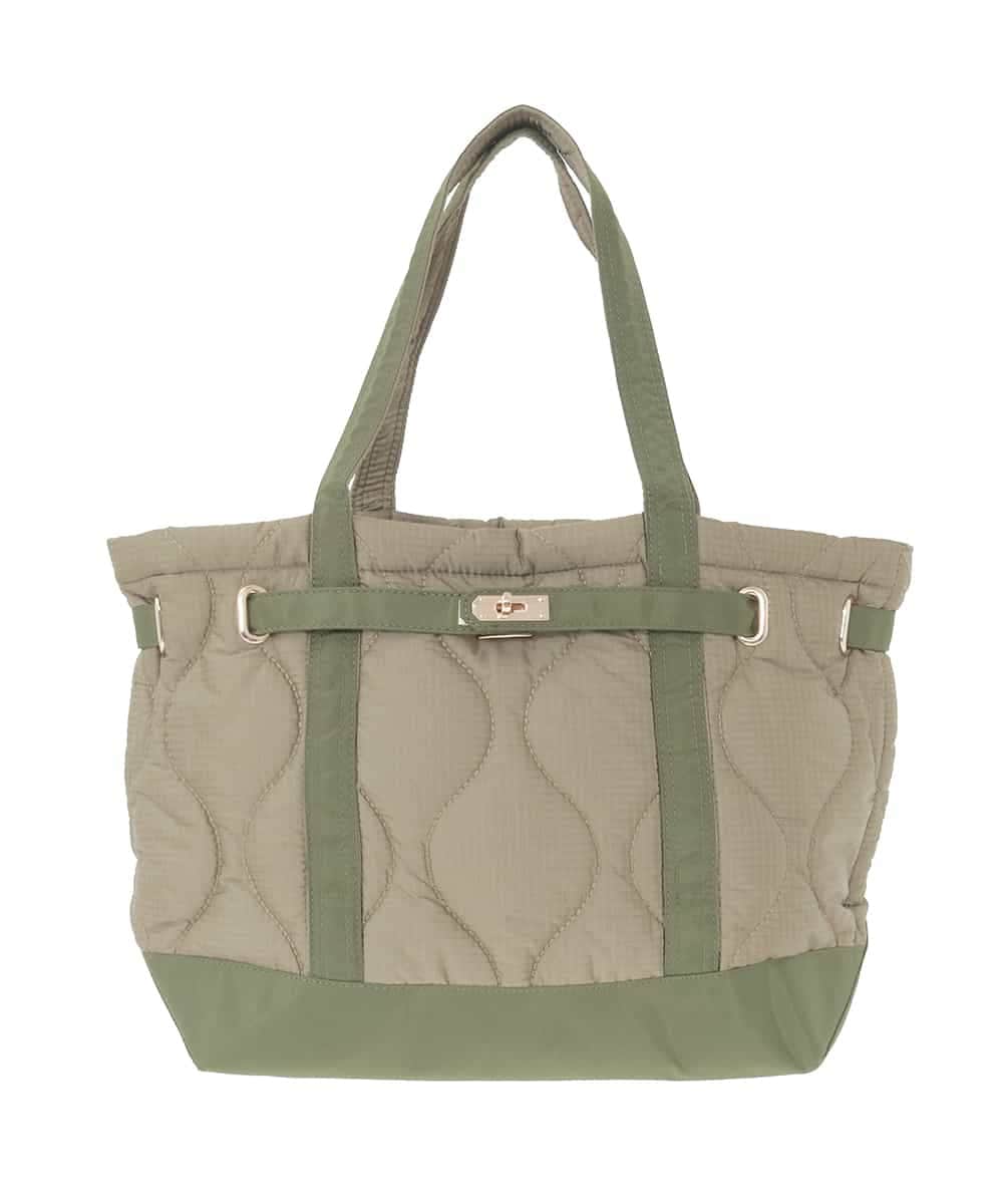 ZM5AE07090 al'aise modulation(アレーズモジュレーション) ウェーブキルティングベルトトートバッグ カーキ