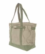 ZM5AE07090 al'aise modulation(アレーズモジュレーション) ウェーブキルティングベルトトートバッグ カーキ