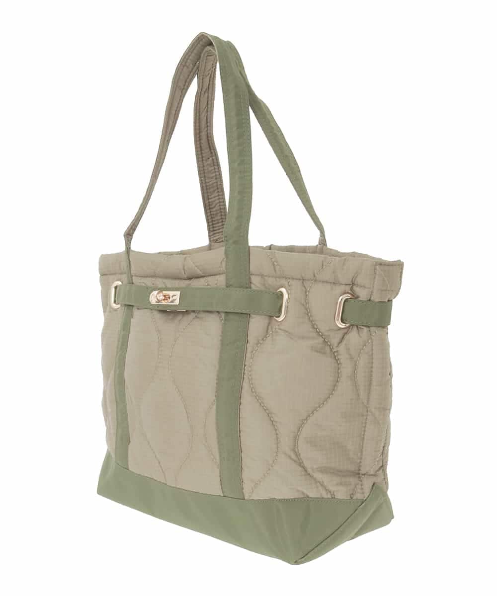 ZM5AE07090 al'aise modulation(アレーズモジュレーション) ウェーブキルティングベルトトートバッグ カーキ