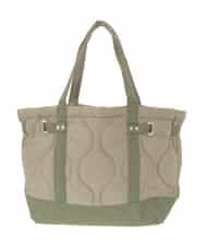 ZM5AE07090 al'aise modulation(アレーズモジュレーション) ウェーブキルティングベルトトートバッグ カーキ