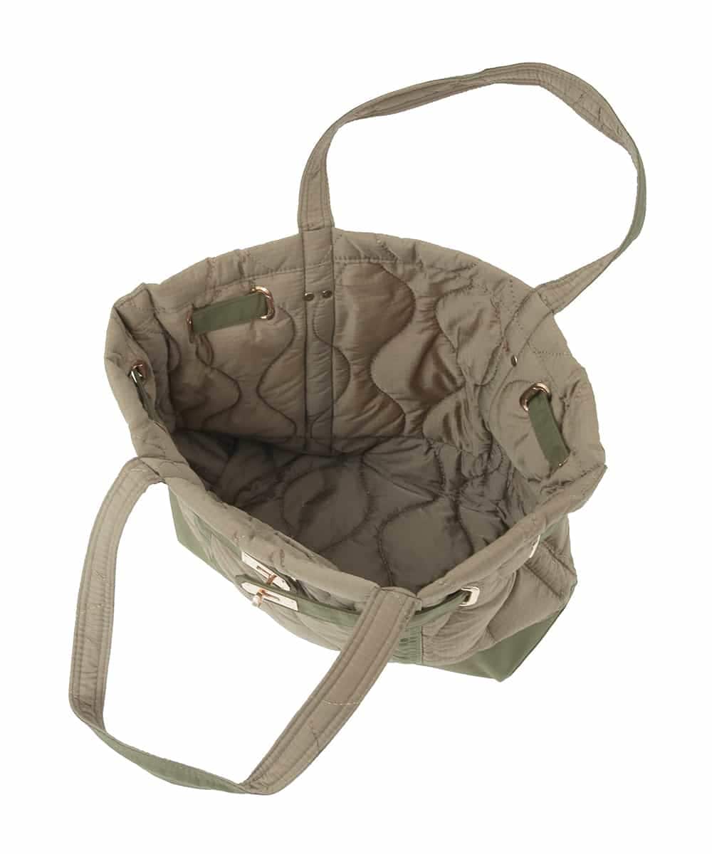 ZM5AE07090 al'aise modulation(アレーズモジュレーション) ウェーブキルティングベルトトートバッグ カーキ