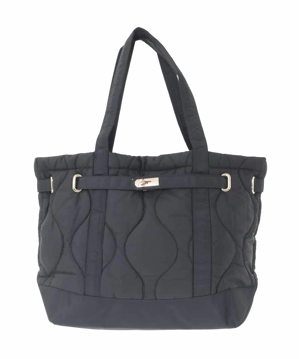 ZM5AE07090 al'aise modulation(アレーズモジュレーション) ウェーブキルティングベルトトートバッグ ブラック