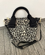 ZM5AE09085 al'aise modulation(アレーズモジュレーション) リボンハンドルレオパードトートバッグ ベージュ