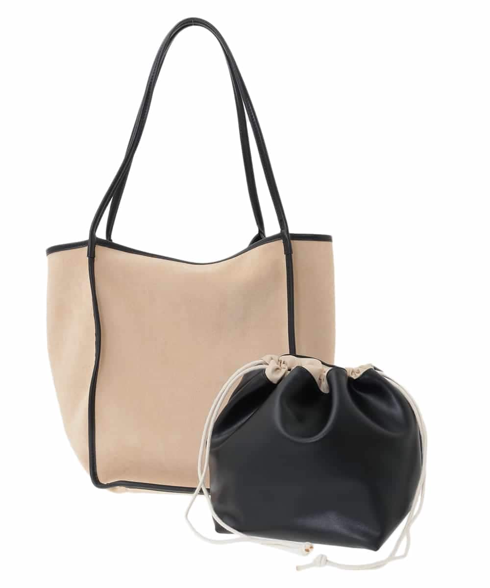 ZM5AE10098 al'aise modulation(アレーズモジュレーション) スエード風パイピングトートバッグ ベージュ