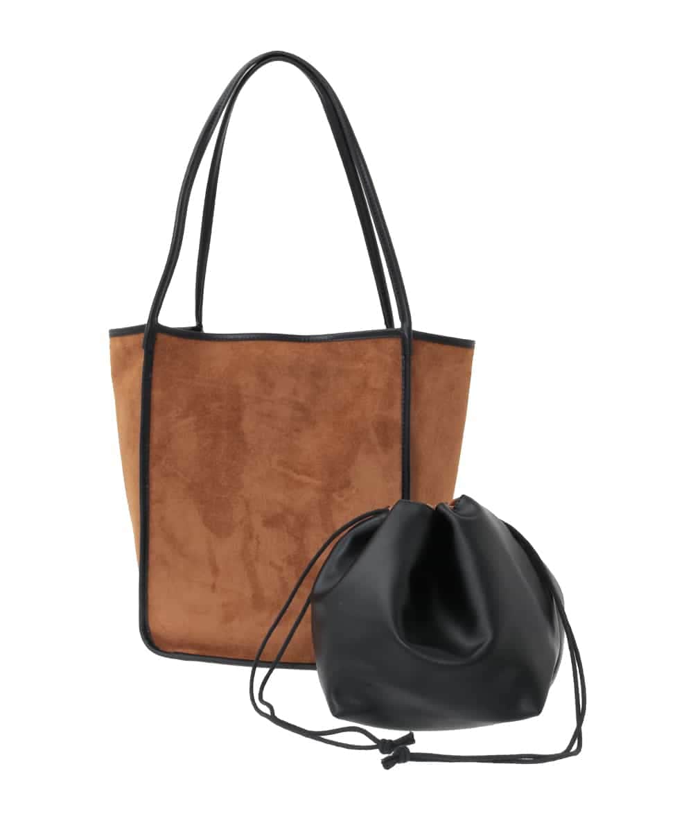 ZM5AE10098 al'aise modulation(アレーズモジュレーション) スエード風パイピングトートバッグ ブラウン