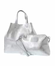 ZM5GB01180 al'aise modulation(アレーズモジュレーション) 【インナーバッグ付き/2WAY】メタリックレザートートバッグ シルバー