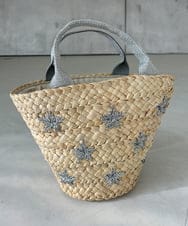 ZM5GB21055 al'aise modulation(アレーズモジュレーション) スター刺繍ブレードかごバッグ シルバー