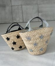 ZM5GB21055 al'aise modulation(アレーズモジュレーション) スター刺繍ブレードかごバッグ シルバー