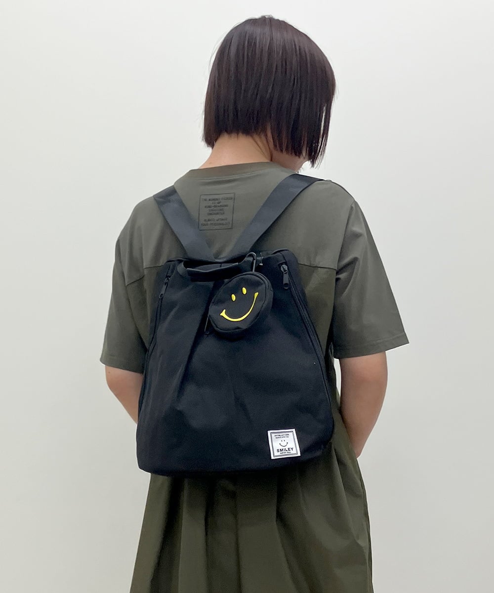 ZM5GB25070 al'aise modulation(アレーズモジュレーション) SMILEYポーチ付コンパクトリュック ブラック