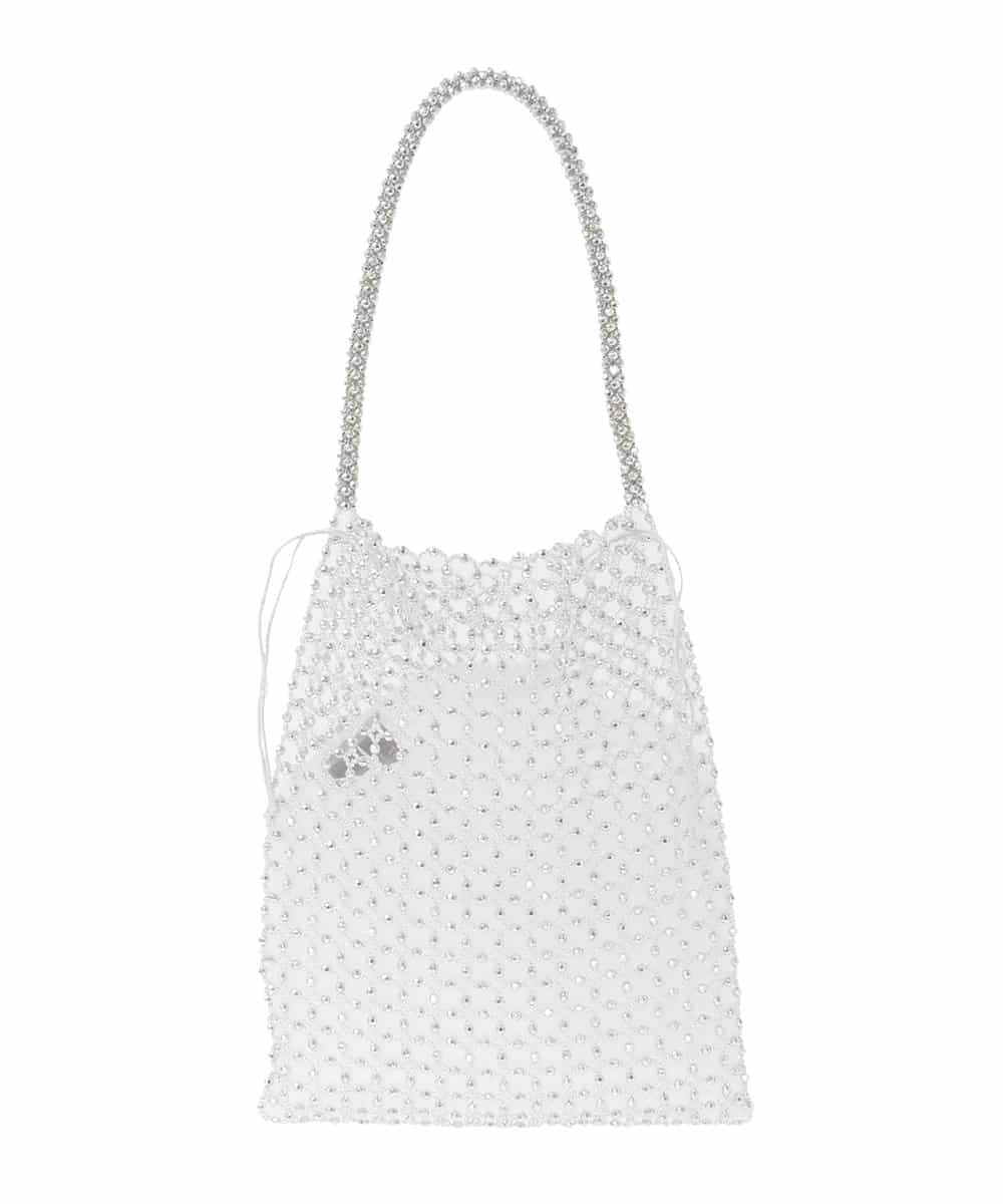 ZM5GE01138 al'aise modulation(アレーズモジュレーション) グラスビーズメッシュバッグ シルバー