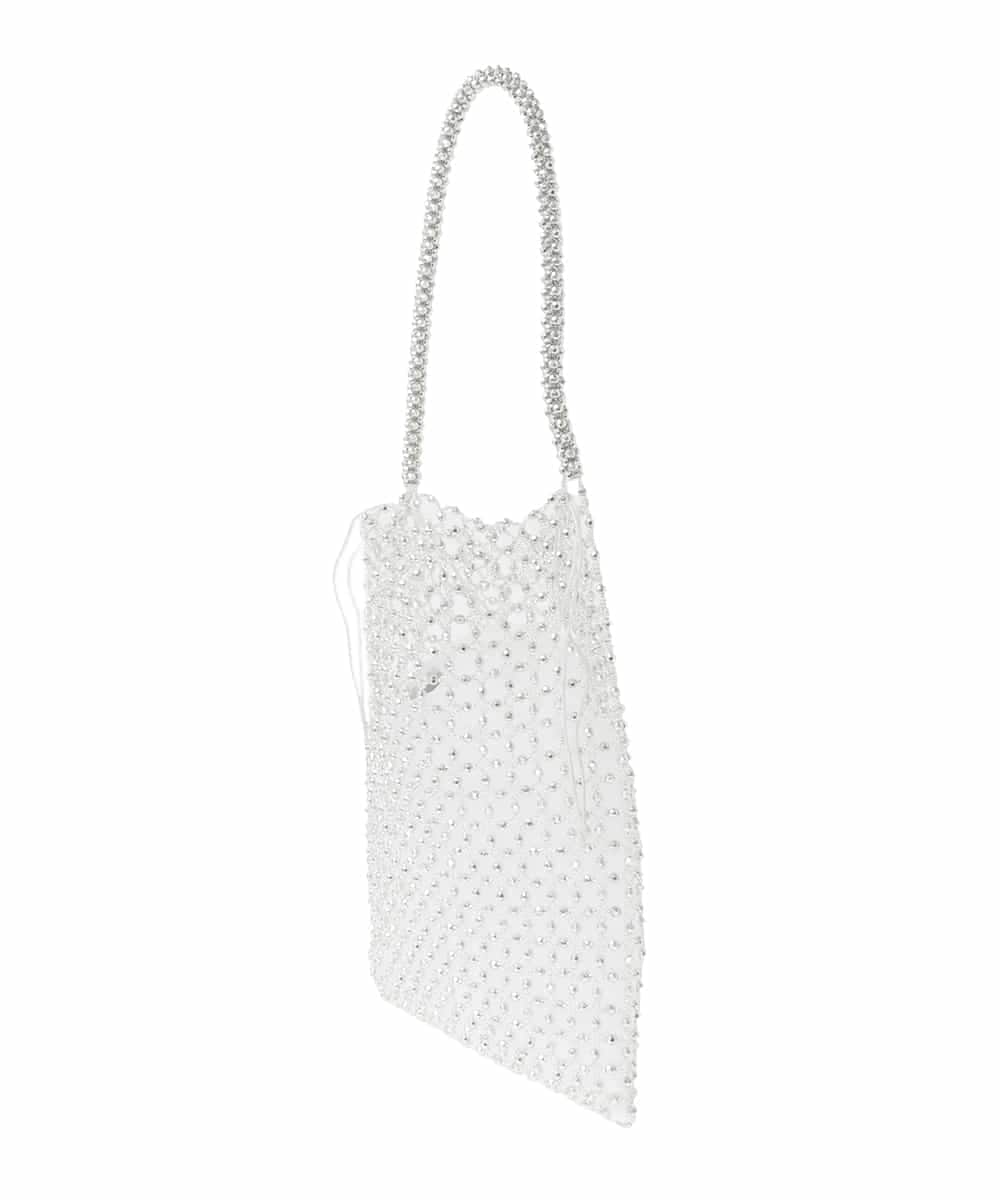 ZM5GE01138 al'aise modulation(アレーズモジュレーション) グラスビーズメッシュバッグ シルバー