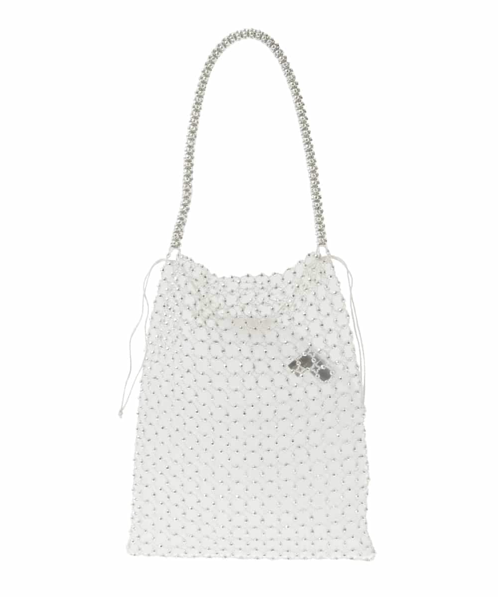 ZM5GE01138 al'aise modulation(アレーズモジュレーション) グラスビーズメッシュバッグ シルバー