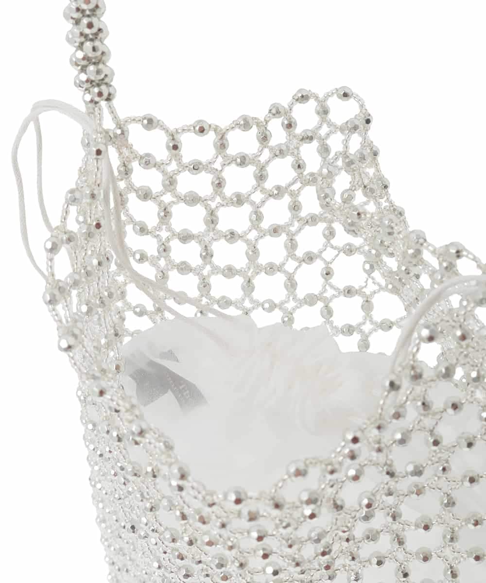 ZM5GE01138 al'aise modulation(アレーズモジュレーション) グラスビーズメッシュバッグ シルバー