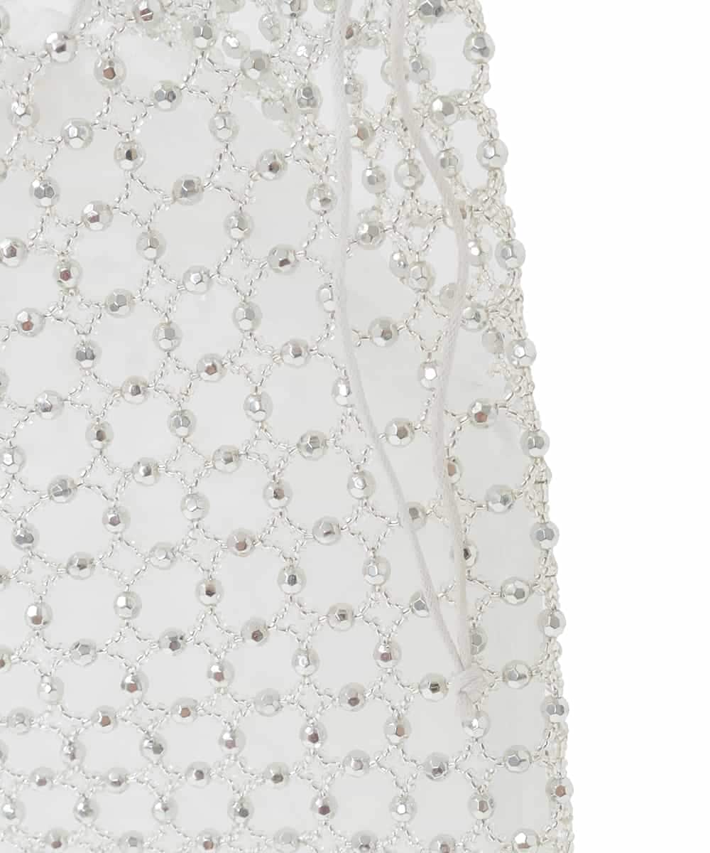 ZM5GE01138 al'aise modulation(アレーズモジュレーション) グラスビーズメッシュバッグ シルバー