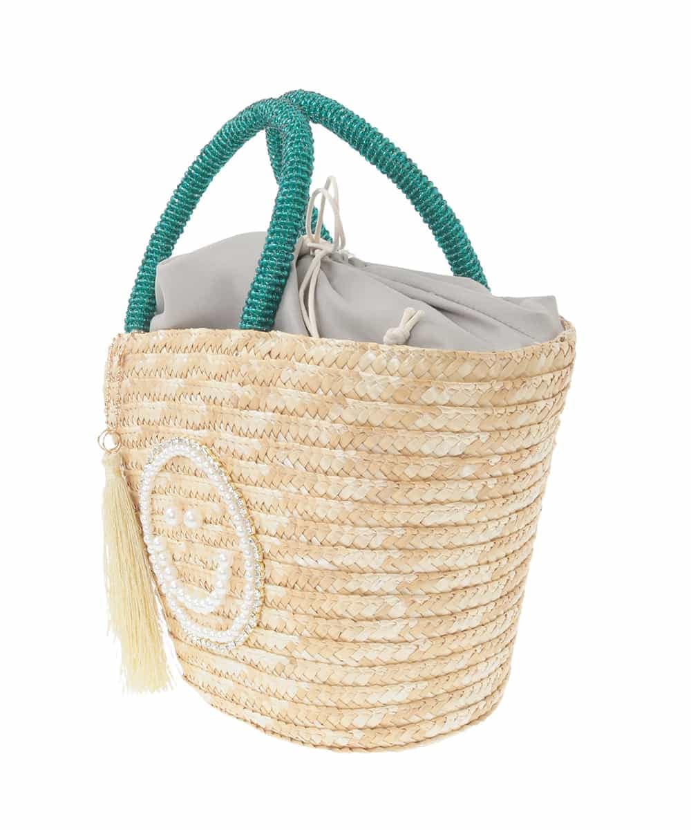 ZM5GE10070 al'aise modulation(アレーズモジュレーション) スマイリービーズハンドルかごバッグ ベージュ