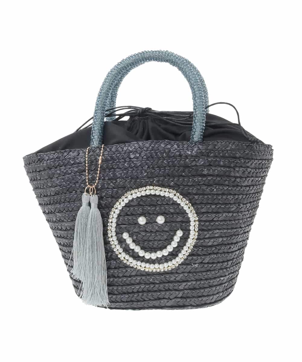 ZM5GE10070 al'aise modulation(アレーズモジュレーション) スマイリービーズハンドルかごバッグ ブラック