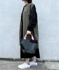 ZM5GT13043 al'aise modulation(アレーズモジュレーション) 【日本製】配色ブラックトートバッグ パープル