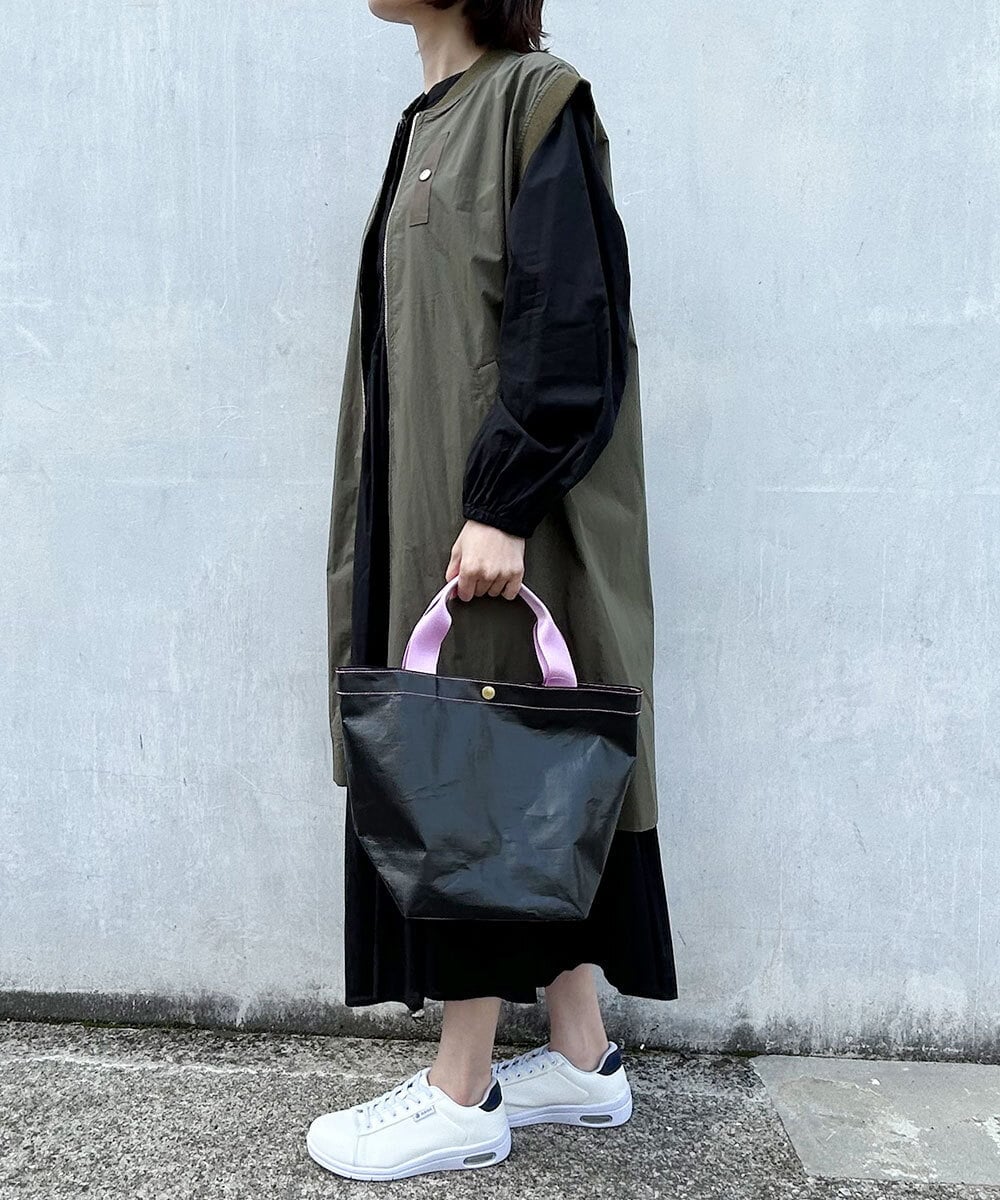 ZM5GT13043 al'aise modulation(アレーズモジュレーション) 【日本製】配色ブラックトートバッグ パープル