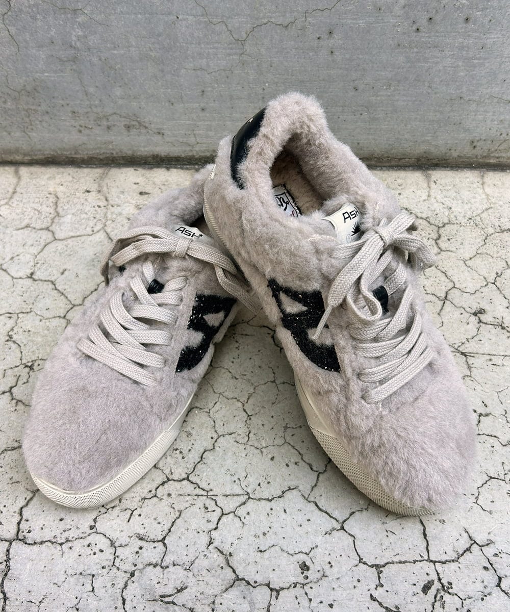 ZM6AE02330 al'aise modulation(アレーズモジュレーション) ファーデザインローカットスニーカー ブラック