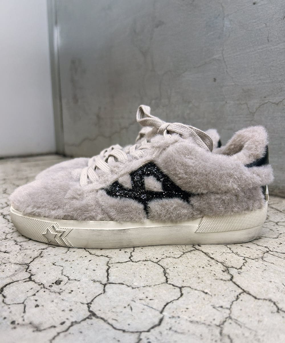 ZM6AE02330 al'aise modulation(アレーズモジュレーション) ファーデザインローカットスニーカー ブラック