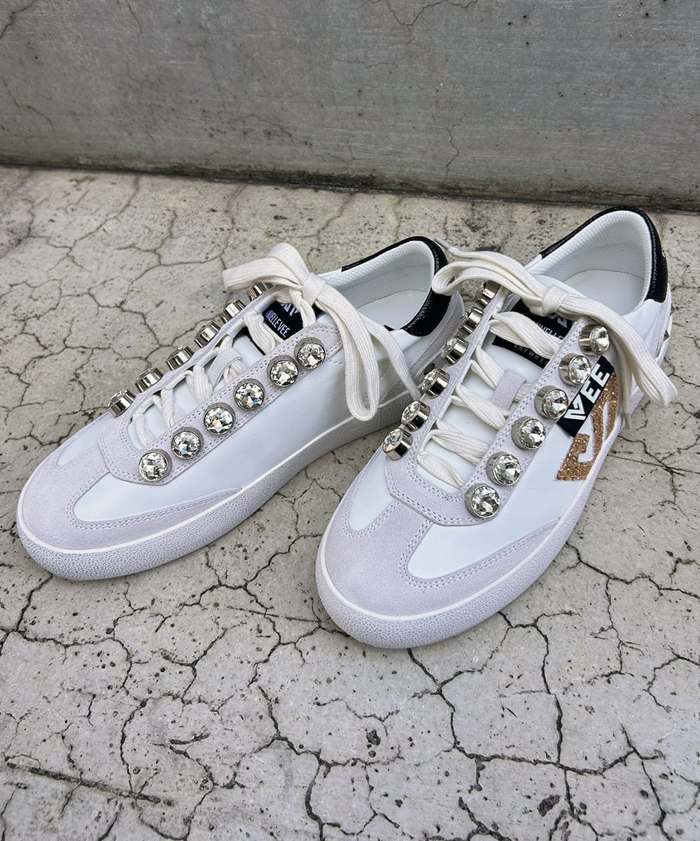 ZM6AE04260 al'aise modulation(アレーズモジュレーション) ラメビジューデザインスニーカー ホワイト