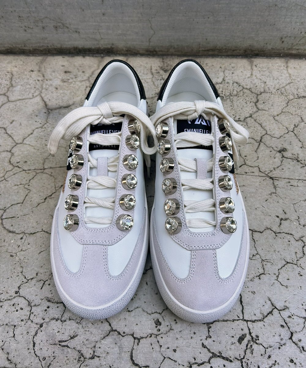 ZM6AE04260 al'aise modulation(アレーズモジュレーション) ラメビジューデザインスニーカー ホワイト