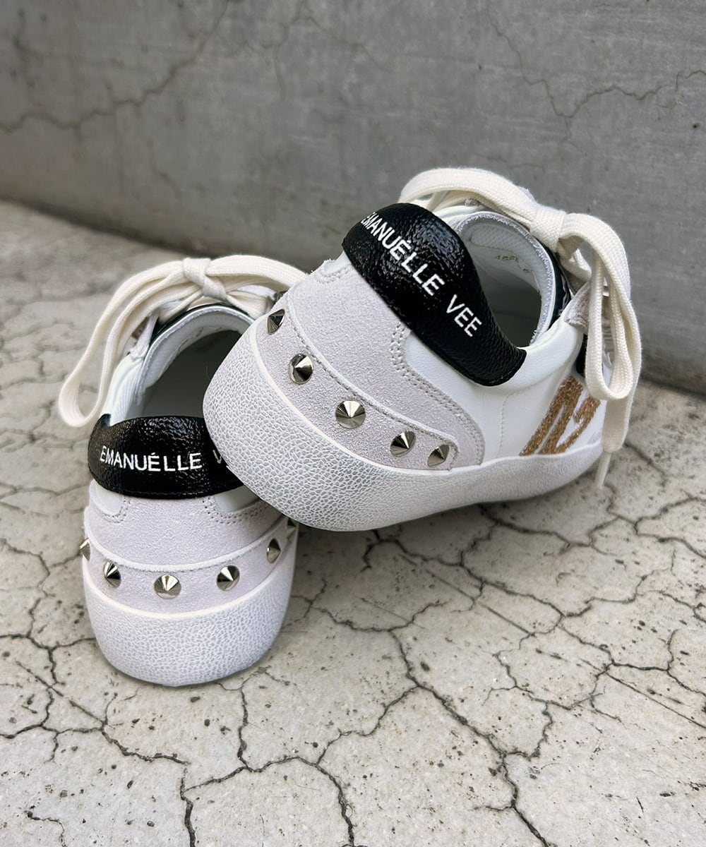 ZM6AE04260 al'aise modulation(アレーズモジュレーション) ラメビジューデザインスニーカー ホワイト