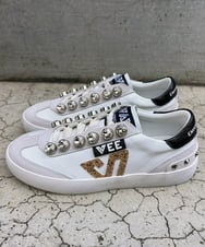 ZM6AE04260 al'aise modulation(アレーズモジュレーション) ラメビジューデザインスニーカー ホワイト