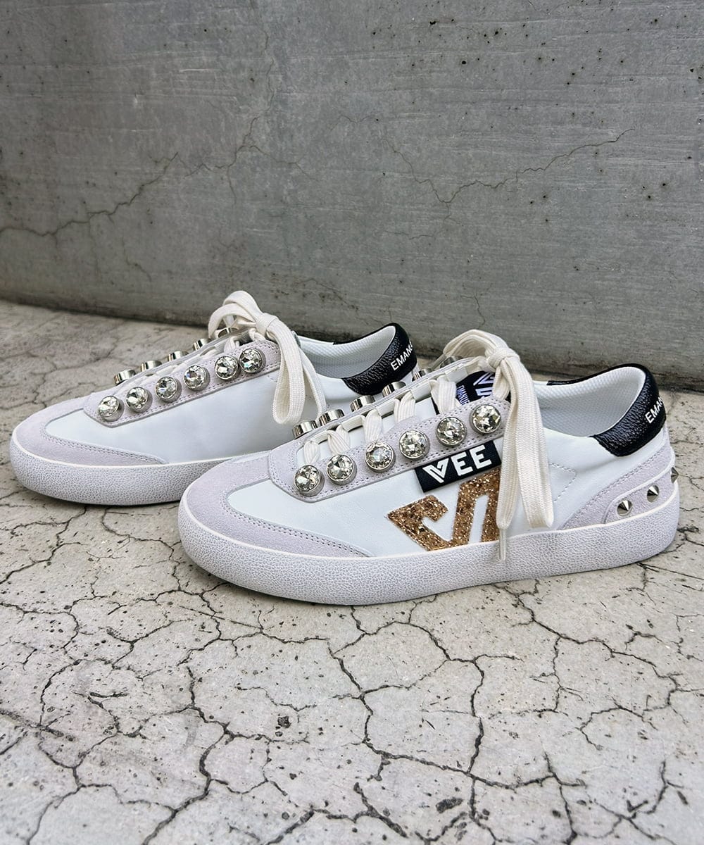 ZM6AE04260 al'aise modulation(アレーズモジュレーション) ラメビジューデザインスニーカー ホワイト