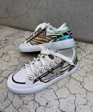 ZM6AE05300 al'aise modulation(アレーズモジュレーション) アニマル柄コラージュデザインスニーカー ベージュ