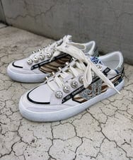 ZM6AE05300 al'aise modulation(アレーズモジュレーション) アニマル柄コラージュデザインスニーカー ベージュ