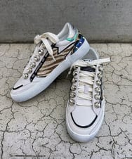 ZM6AE05300 al'aise modulation(アレーズモジュレーション) アニマル柄コラージュデザインスニーカー ベージュ