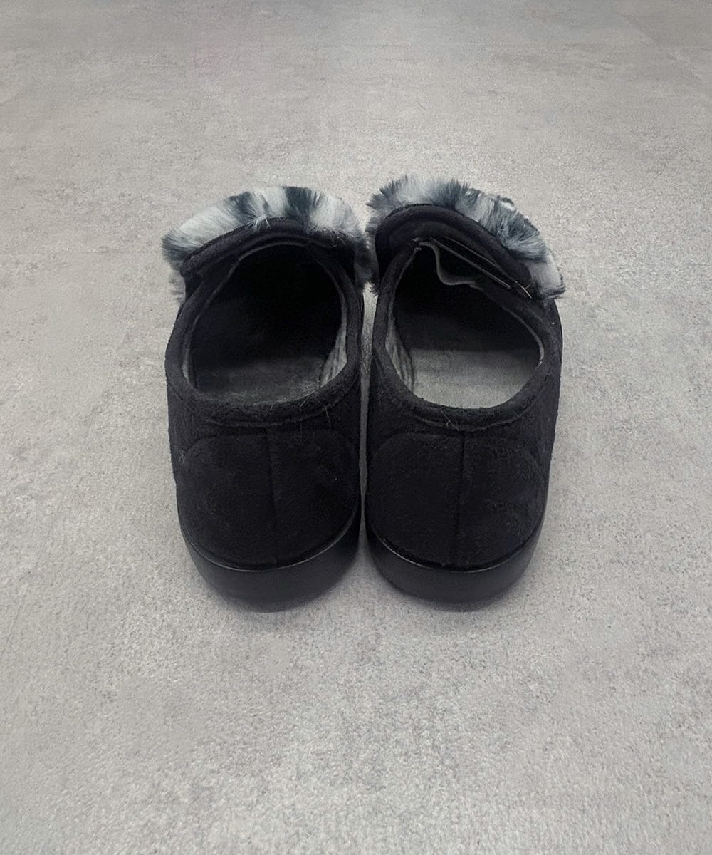 ZM6AE10100 al'aise modulation(アレーズモジュレーション) レオパードモノトーンファーデザインスリッポン ブラック