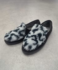 ZM6AE10100 al'aise modulation(アレーズモジュレーション) レオパードモノトーンファーデザインスリッポン ブラック