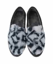 ZM6AE10100 al'aise modulation(アレーズモジュレーション) レオパードモノトーンファーデザインスリッポン ブラック