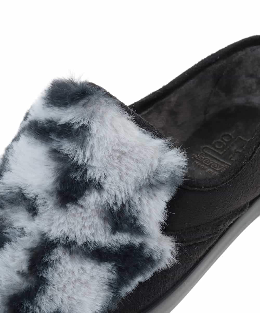 ZM6AE10100 al'aise modulation(アレーズモジュレーション) レオパードモノトーンファーデザインスリッポン ブラック