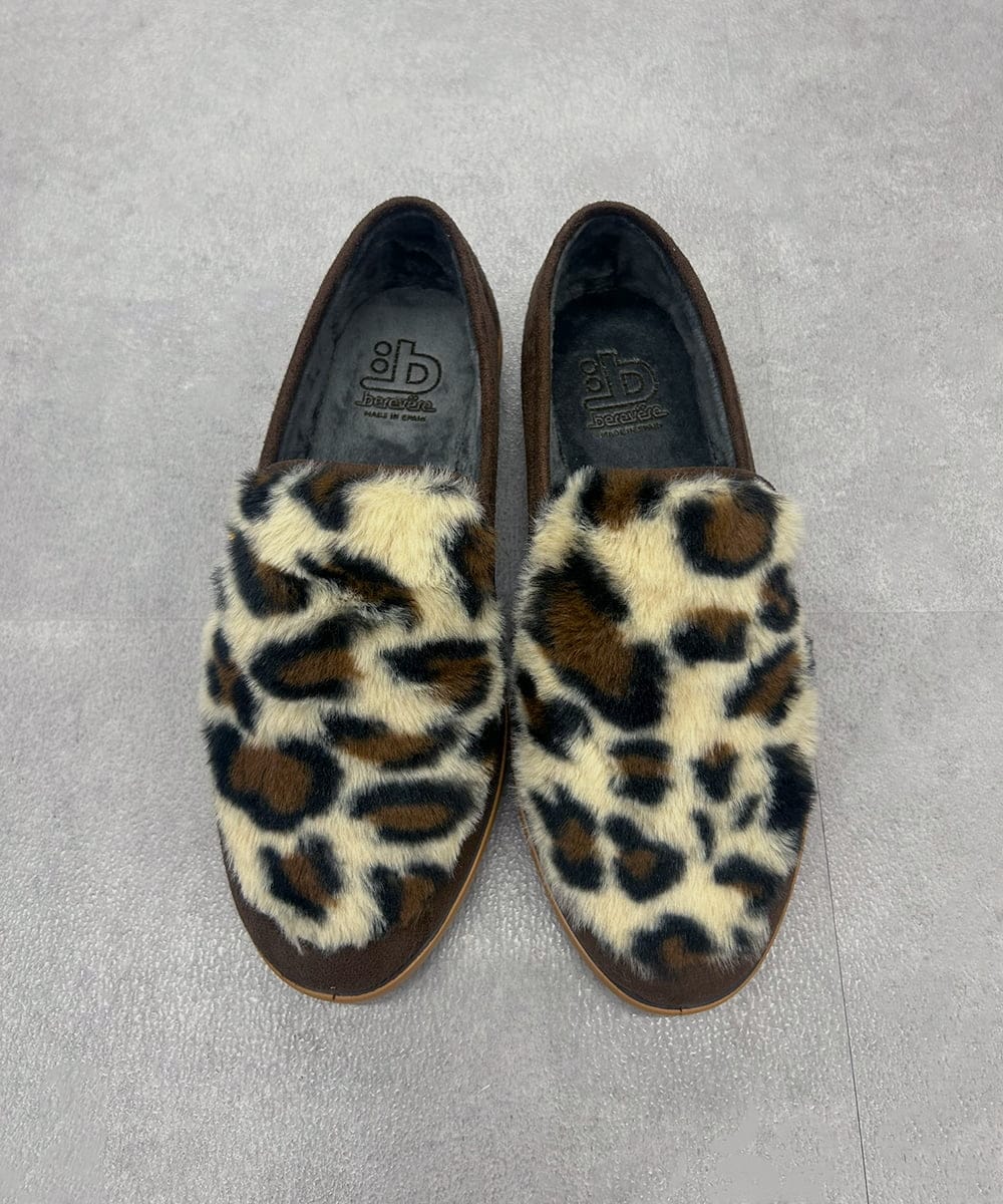 ZM6AE11100 al'aise modulation(アレーズモジュレーション) レオパードファーデザインスリッポン ブラウン