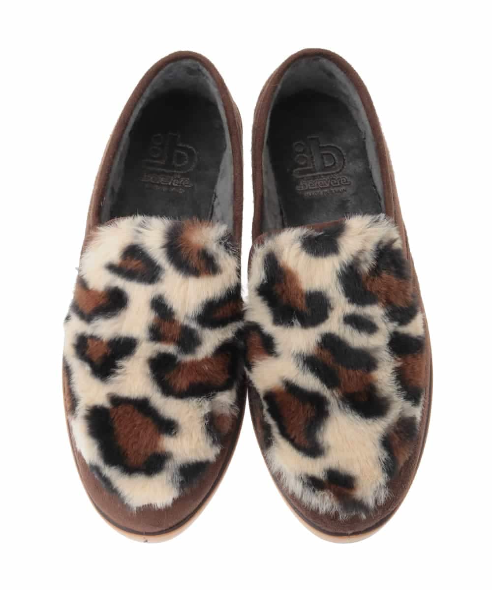 ZM6AE11100 al'aise modulation(アレーズモジュレーション) レオパードファーデザインスリッポン ブラウン
