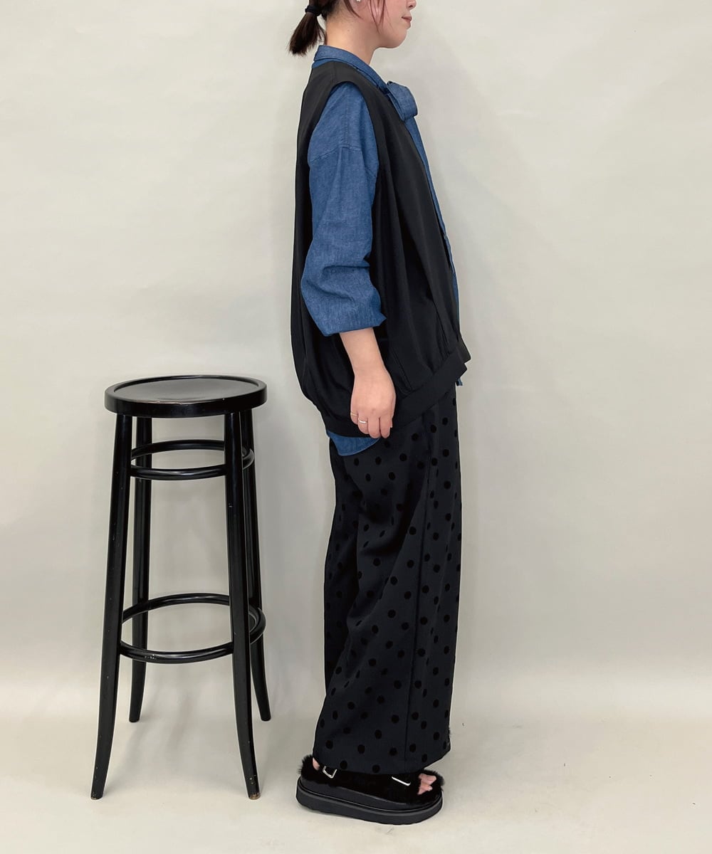 ZMBAE22130 al'aise modulation(アレーズモジュレーション) 【2WAY】ボウタイリボン付きコットンデニムシャツ ブルー