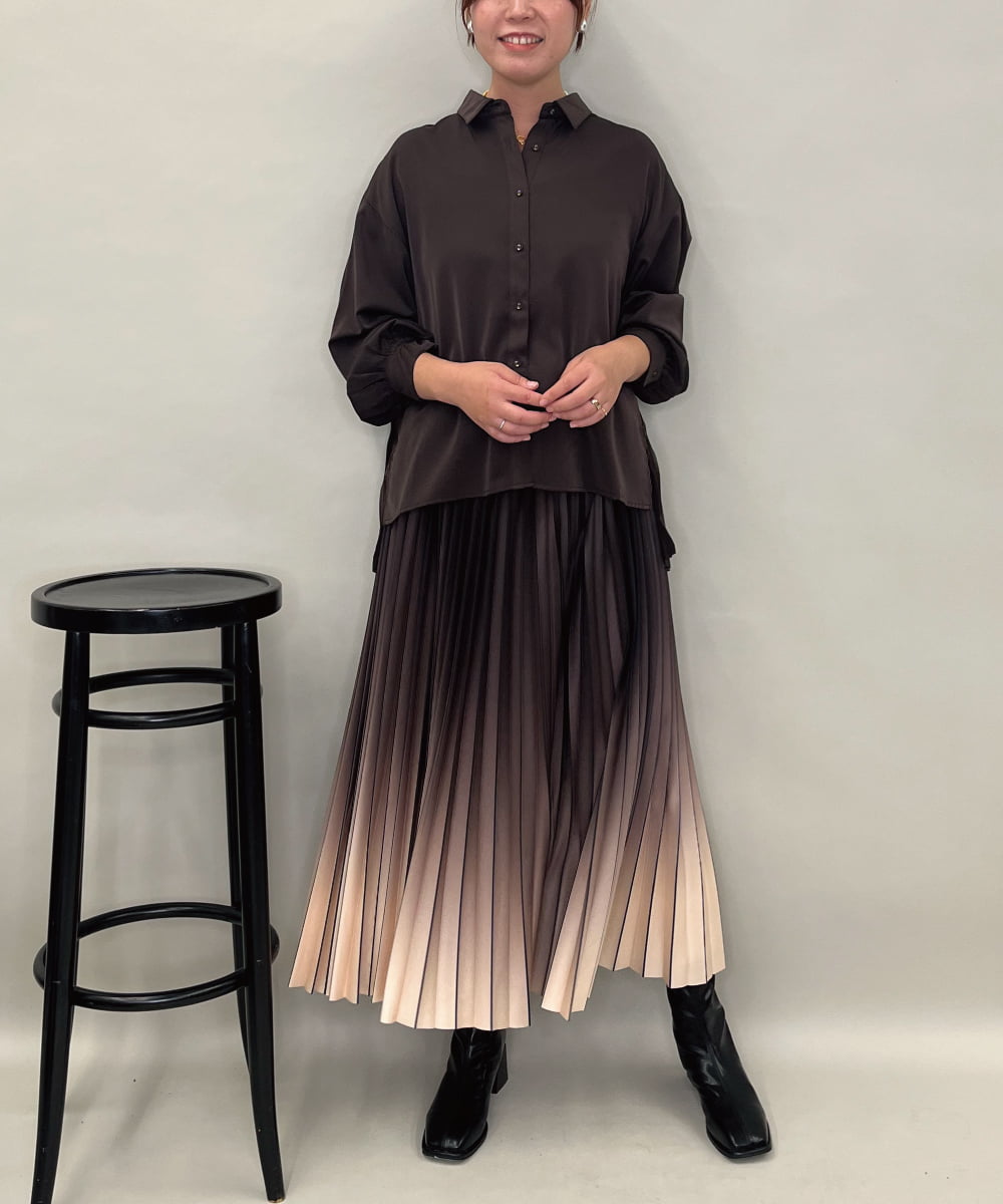 ZMBAE25128 al'aise modulation(アレーズモジュレーション) バックプリーツデザインブラウス ブラウン