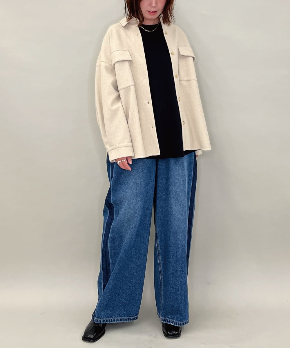 ZMBAE26150 al'aise modulation(アレーズモジュレーション) メルトンライクシャツジャケット アイボリー